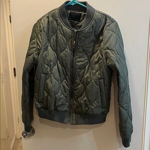 Green Quilted Bomber Jacket